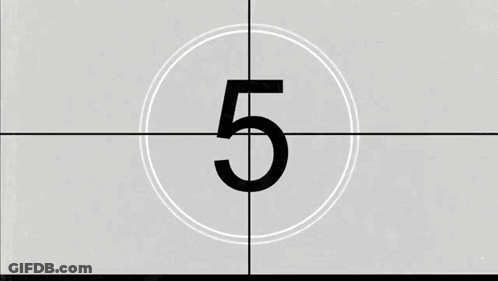 Black And White Countdown Clock With Five GIF