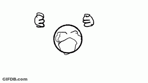 A Black And White Drawing Of A Ball With A Face On It GIF