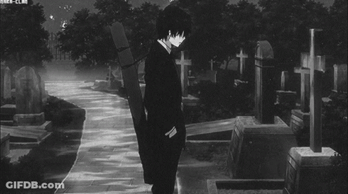 A Black And White Drawing Of A Boy Crying In The Rain . GIF