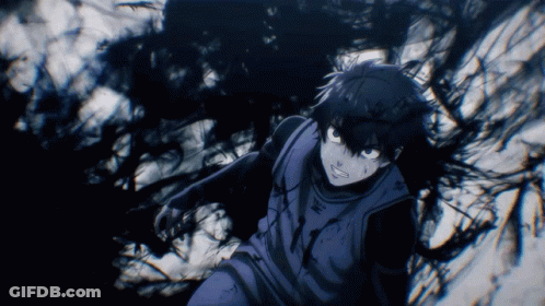 A Black And White Drawing Of A Boy In A Blue Outfit GIF