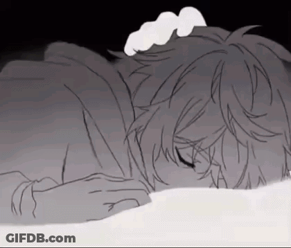 A Black And White Drawing Of A Boy Sleeping In Bed . GIF