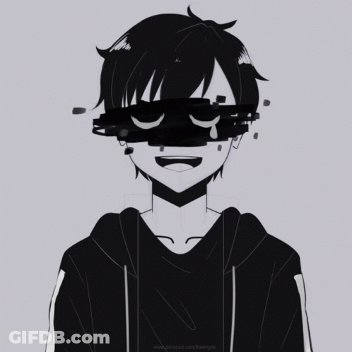 A Black And White Drawing Of A Boy With A Hoodie On GIF
