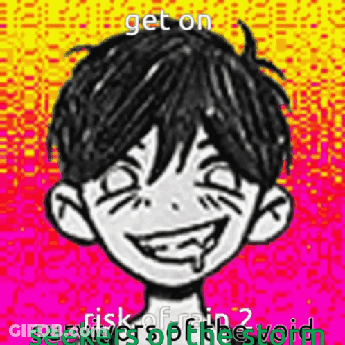 A Black And White Drawing Of A Boy With A Smiley Face On A Colorful Background GIF