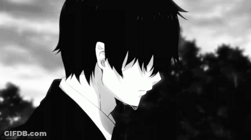A Black And White Drawing Of A Boy With A Tear Running Down His Face . GIF