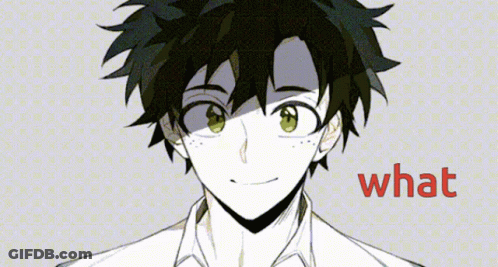 A Black And White Drawing Of A Boy With Green Eyes And The Words What In Red GIF