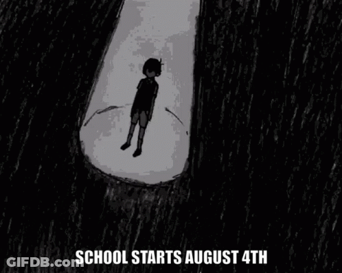 A Black And White Drawing Of A Boy With His Hands On His Head . GIF