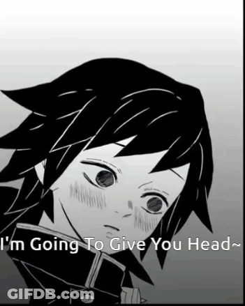 A Black And White Drawing Of A Boy With The Words I 'M Going To Give You Head Below Him GIF