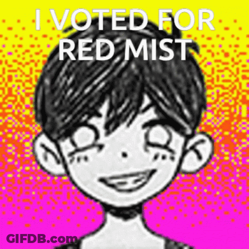 A Black And White Drawing Of A Boy With The Words I Voted For Red Mist Above It GIF