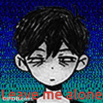 A Black And White Drawing Of A Boy With The Words " Leave Me Alone " Below Him GIF