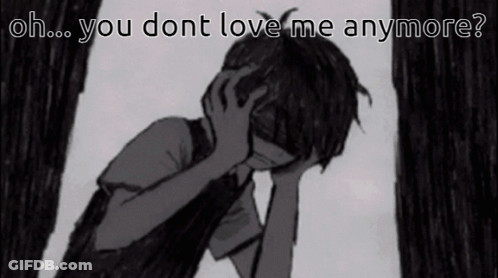 A Black And White Drawing Of A Boy With The Words Oh You Dont Love Me Anymore On The Bottom GIF