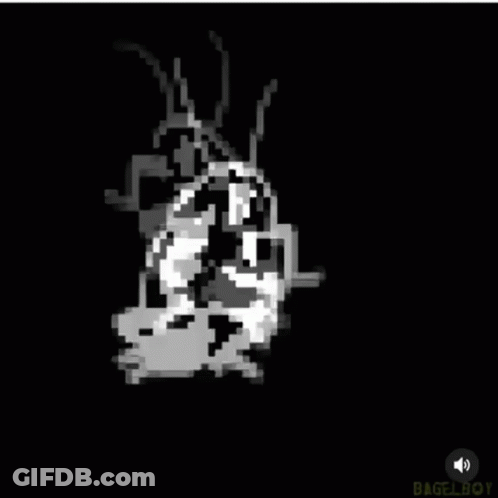 A Black And White Drawing Of A Bug With A Sound Button GIF