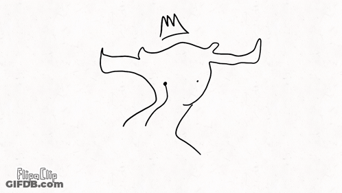 A Black And White Drawing Of A Bull Wearing A Crown GIF