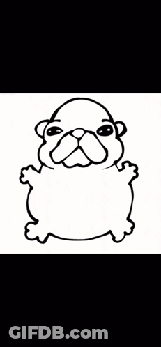 A Black And White Drawing Of A Bulldog Holding A Bar Of Soap GIF