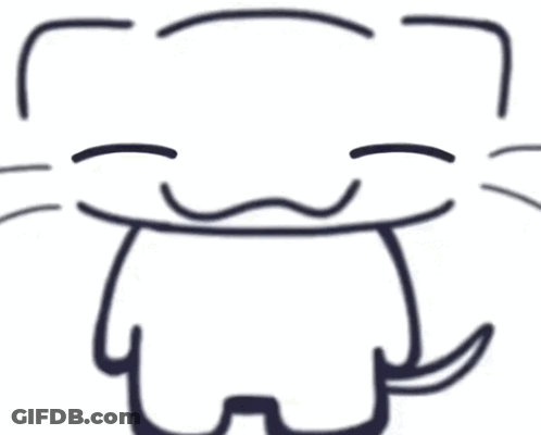 A Black And White Drawing Of A Cartoon Cat With Its Tongue Out . GIF