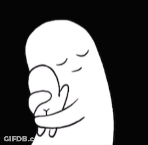 A Black And White Drawing Of A Cartoon Character Hugging Another Character . GIF