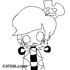 A Black And White Drawing Of A Cartoon Character With A Big Head GIF
