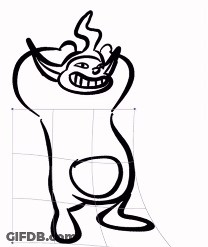 A Black And White Drawing Of A Cartoon Character With A Big Smile GIF