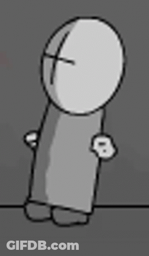 A Black And White Drawing Of A Cartoon Character With A Cross On His Face . GIF