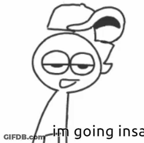 A Black And White Drawing Of A Cartoon Character With A Hat On And The Words `` I 'M Going Ins '' . GIF