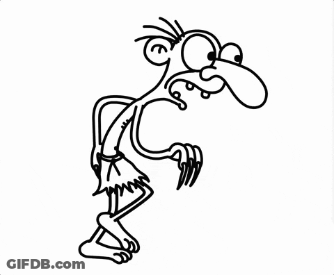 A Black And White Drawing Of A Cartoon Character With A Large Nose GIF