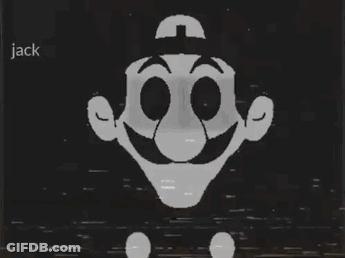 A Black And White Drawing Of A Cartoon Character With A Mustache And A Hat . GIF