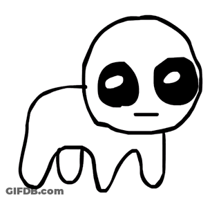 A Black And White Drawing Of A Cartoon Character With A Sad Face GIF