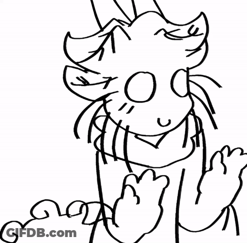 A Black And White Drawing Of A Cartoon Character With A Smile On Its Face . GIF