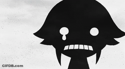 A Black And White Drawing Of A Cartoon Character With A Tear Coming Out Of His Eye GIF