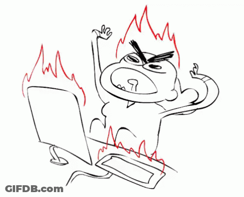 A Black And White Drawing Of A Cartoon Character With Flames Coming Out Of His Head And Arms . GIF