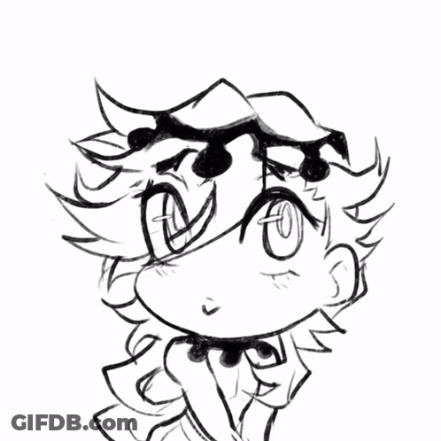 A Black And White Drawing Of A Cartoon Character With Glasses GIF