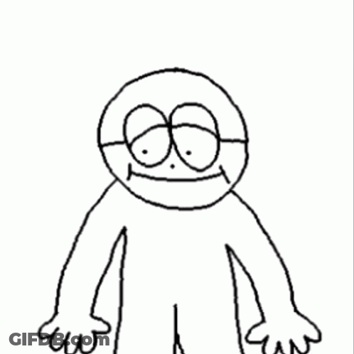 A Black And White Drawing Of A Cartoon Character With The Word Yea On The Bottom GIF