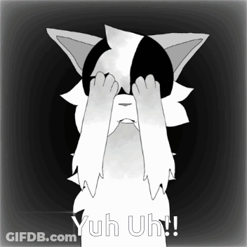 A Black And White Drawing Of A Cat Covering Its Eyes With Its Paws And The Words Yuh Uh Written Below It GIF