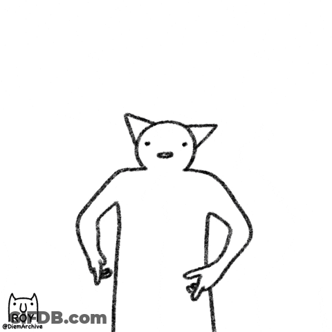 A Black And White Drawing Of A Cat Making A Gun Sign GIF