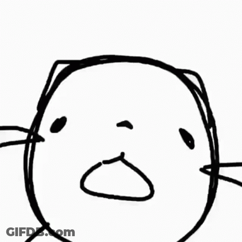 A Black And White Drawing Of A Cat 'S Face With A Triangle In The Middle . GIF