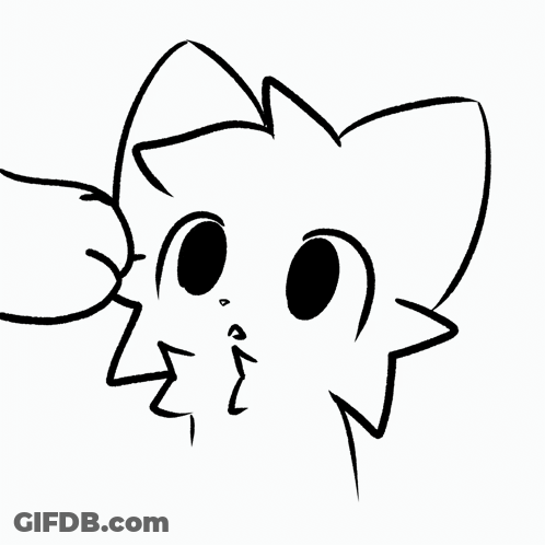 A Black And White Drawing Of A Cat 'S Face With Its Mouth Open GIF
