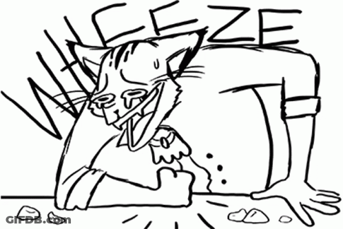 A Black And White Drawing Of A Cat Scratching A Person 'S Face . GIF
