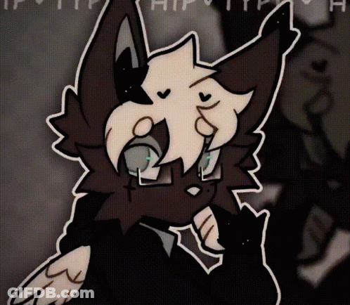 A Black And White Drawing Of A Cat With A Beard And Wings GIF