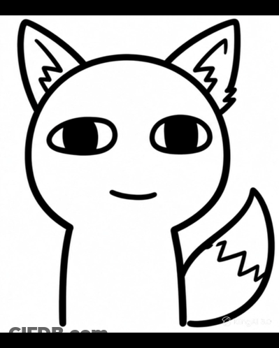 A Black And White Drawing Of A Cat With A Big Smile On Its Face GIF