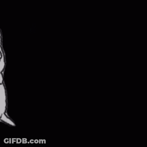 A Black And White Drawing Of A Cat With Big Eyes And A Black Background . GIF