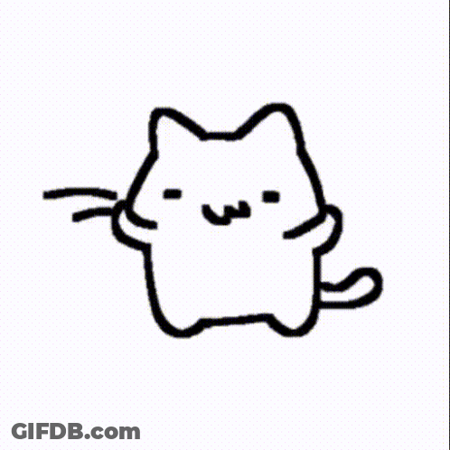 A Black And White Drawing Of A Cat With Big Eyes And A Funny Face . GIF