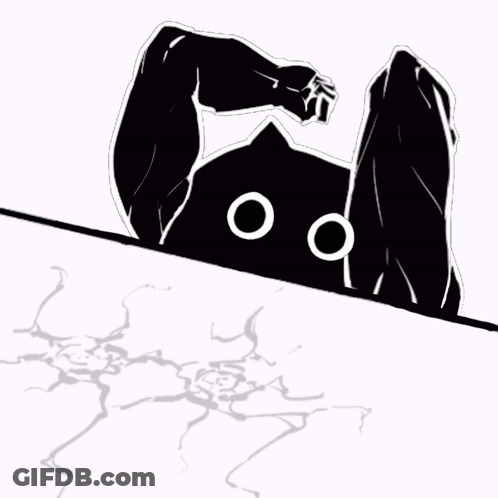 A Black And White Drawing Of A Cat With Blood Coming Out Of It GIF
