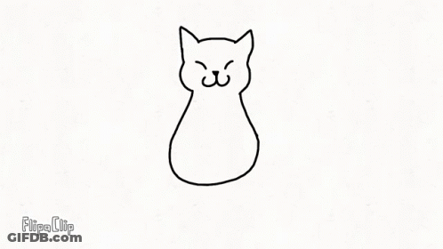 A Black And White Drawing Of A Cat With Horns On Its Head GIF
