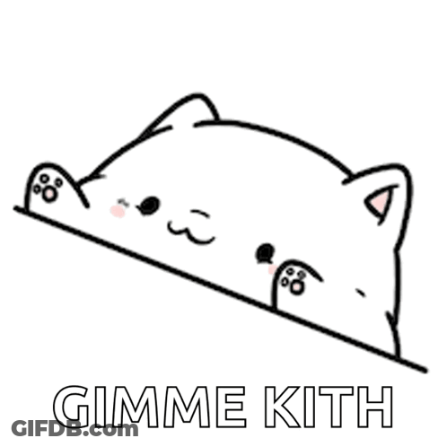 A Black And White Drawing Of A Cat With The Words Gimme Kith Above It GIF