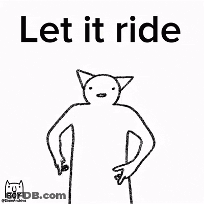 A Black And White Drawing Of A Cat With The Words Let It Ride Written Above It GIF