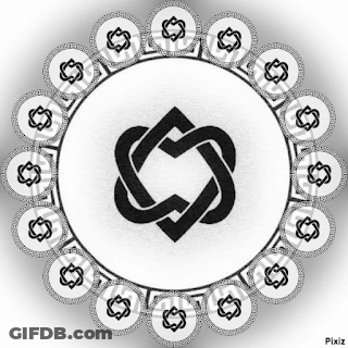 A Black And White Drawing Of A Celtic Knot GIF