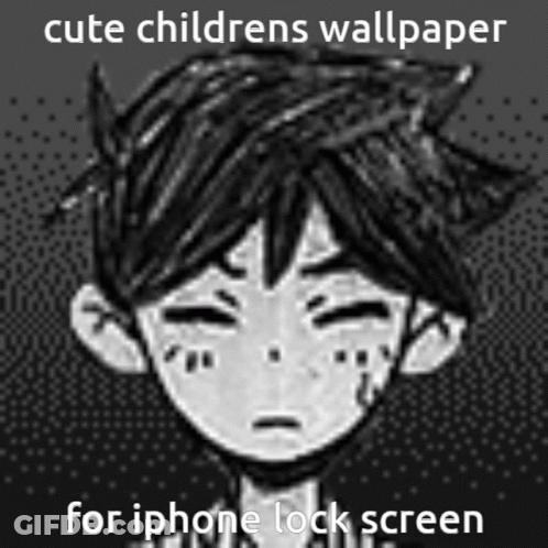 A Black And White Drawing Of A Child 'S Face With The Words Cute Children 'S Wallpaper For Iphone Lock Screen . GIF