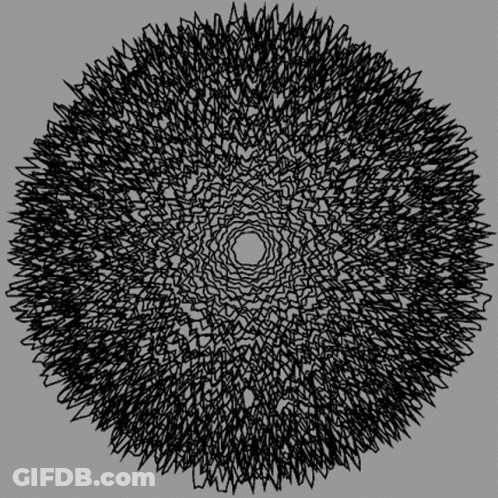 A Black And White Drawing Of A Circle On A Gray Background GIF