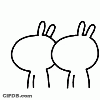 A Black And White Drawing Of A Couple Of Rabbits Kissing Each Other . GIF