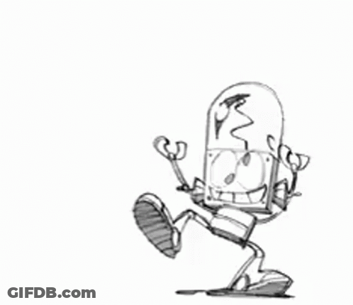 A Black And White Drawing Of A Cube With A Speech Bubble Coming Out Of It . GIF