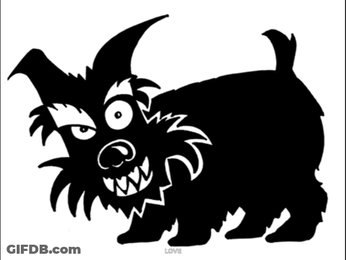 A Black And White Drawing Of A Dog With The Word Love Underneath GIF